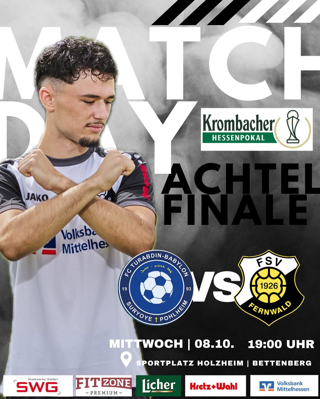 Wir treffen morgen Abend im Krombacher Hessenpokal-Achtelfinale auf FC Turabdin Babylon Pohlheim.