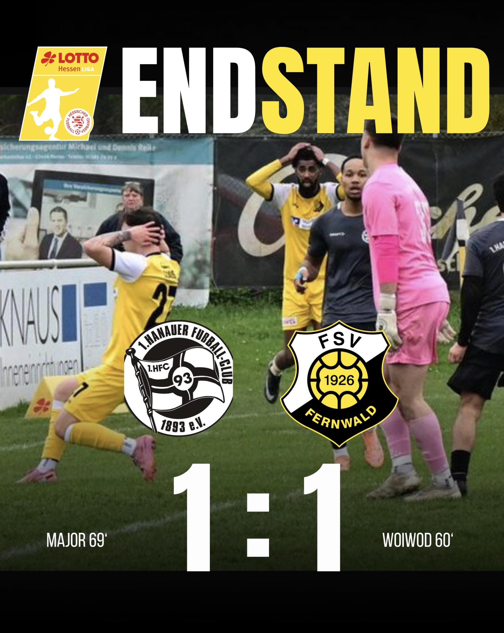 Der FSV Fernwald kommt beim Tabellenletzten Hanauer FC nicht über ein 1:1 hinaus und bleibt damit weiter ohne Sieg.